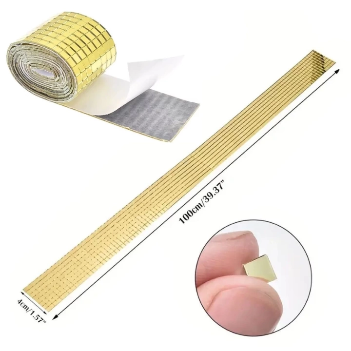 BFS  1 Metre Uzunluğunda Gold Renk Aynalı Mozaik Taşlı Dekor Bandı 4 cm x 1 mt