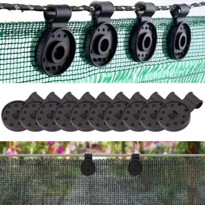 BFS  10 Adet Güneşlik Filesi Sabitleme Klipsleri, Gölgelik Bezi ve Brandalar İçin Dayanıklı Plastik Kelepçe Kancaları