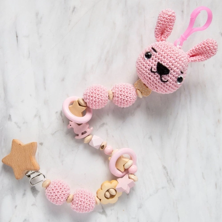 BFS  10 Adet Pembe Yassı Ahşap Boncuk