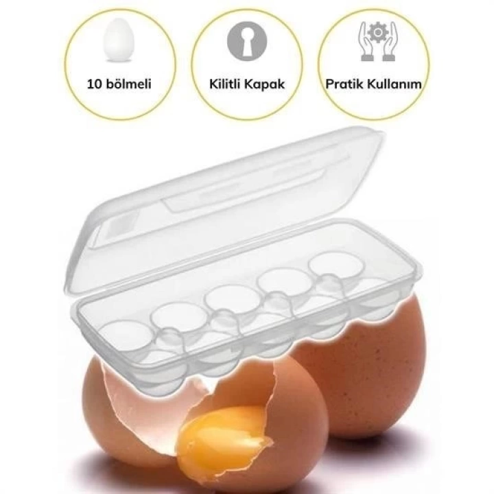 BFS  10 Bölmeli Kilitli Kapaklı Yumurtalık Saklama Kutusu YU110