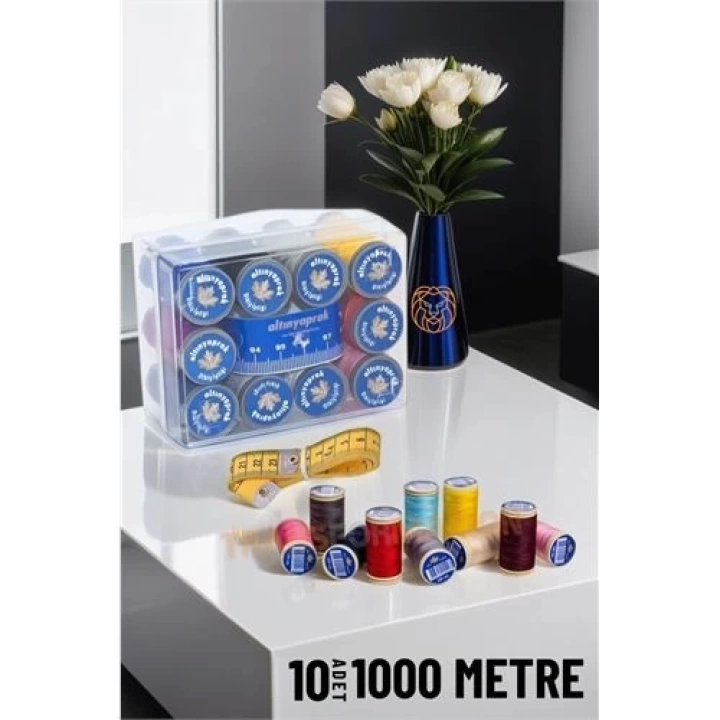 BFS 10 Renk 1000 Mt Kutulu Mezuralı Dikiş İpliği Seti