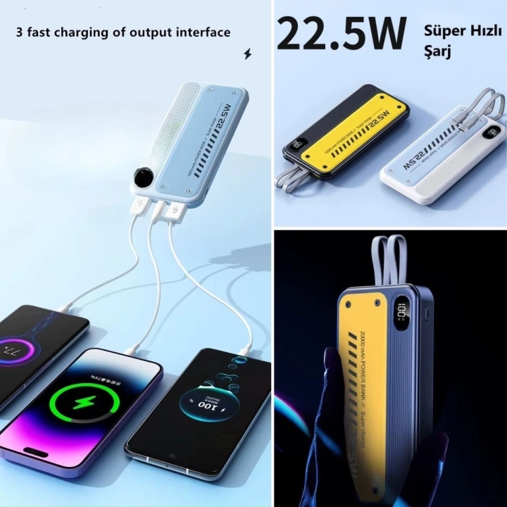 BFS  10000 mAh Hızlı Şarj Özellikli Aynı Anda 4 Cihazı Şarj Edebilen Powerbank