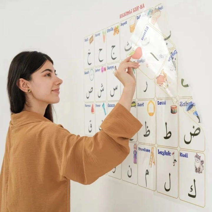 BFS  100x150 cm Statik Kağıt Elif-Ba Öğrenme Tahtası