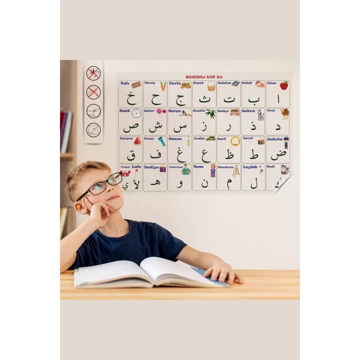 BFS  100x150 cm Statik Kağıt Elif-Ba Öğrenme Tahtası