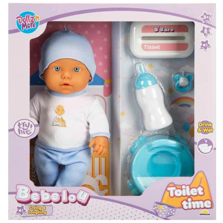 BFS   1030141 Sesli Bebelou Tuvalet Zamanı Bebek Seti 32 cm -Sunman
