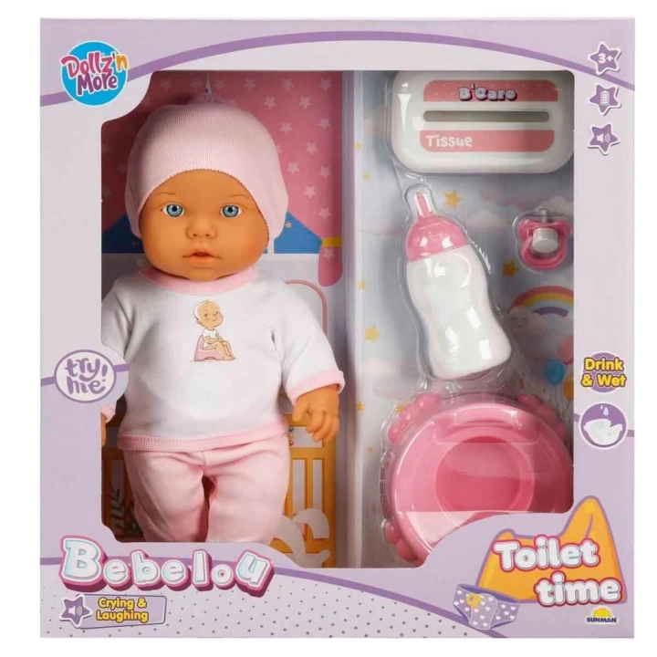 BFS   1030141 Sesli Bebelou Tuvalet Zamanı Bebek Seti 32 cm -Sunman
