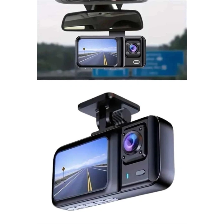 BFS 1080p Sürüş Kaydedici 2 İnç Araç Araba Ön İç Arka DVR IPS Ekran