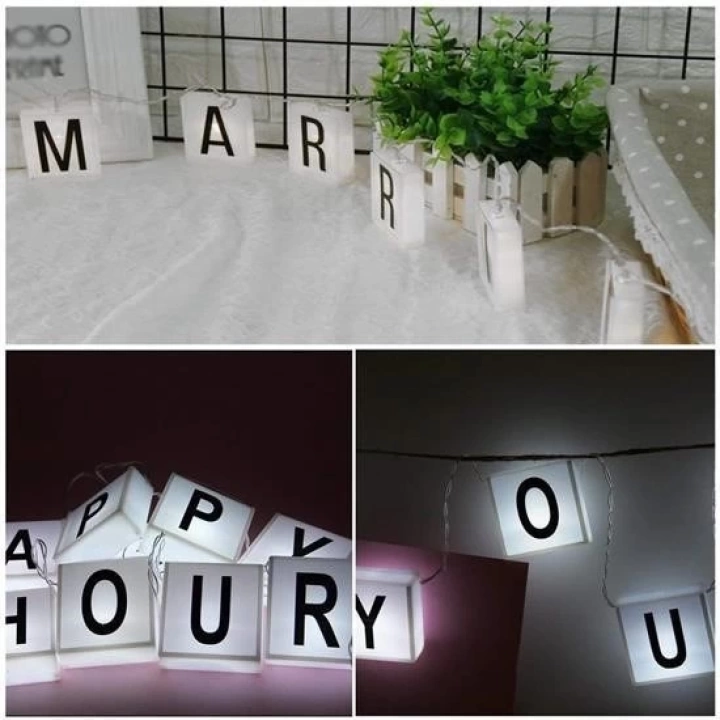 BFS  10lu Lightbox Işıklı Harf Mesaj Panosu Dekoratif  Harf Işık Zinciri