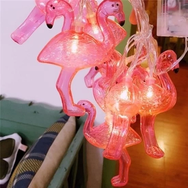 BFS  10lu Pilli Led Flamingo Dekoratif Işık Zinciri Aydınlatma 1,5 Mt