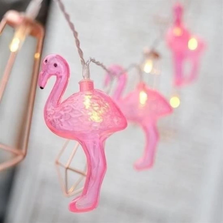 BFS  10lu Pilli Led Flamingo Dekoratif Işık Zinciri Aydınlatma 1,5 Mt