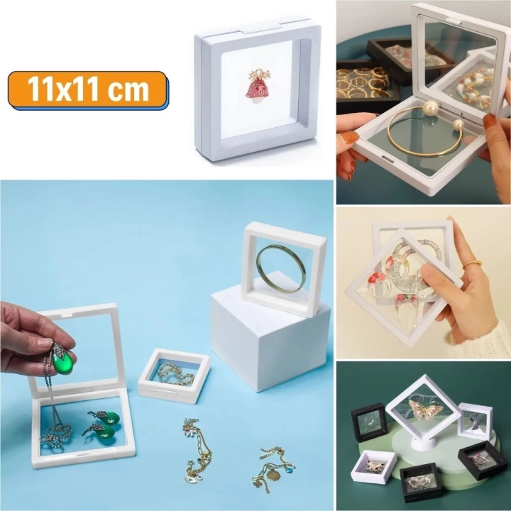 BFS  11x11cm Standlı 3D Takı Ziynet Hatıra Koleksiyon Saklama Kutusu Şeffaf Film Çerçevesi