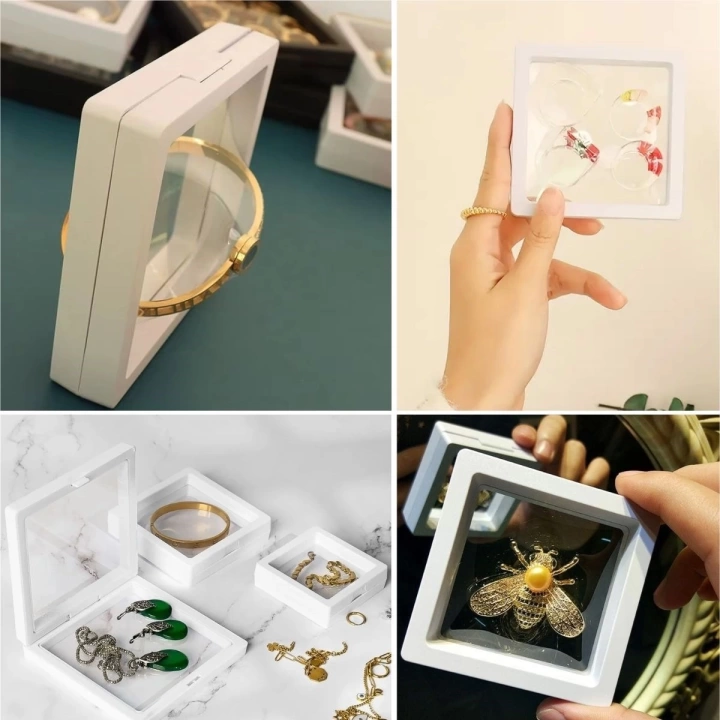 BFS  11x11cm Standlı 3D Takı Ziynet Hatıra Koleksiyon Saklama Kutusu Şeffaf Film Çerçevesi