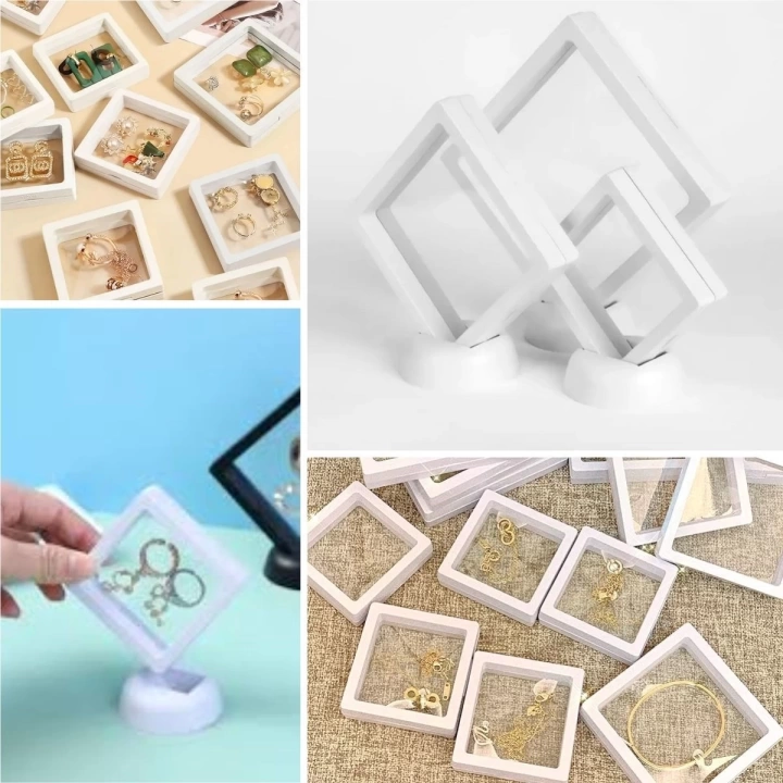 BFS  11x11cm Standlı 3D Takı Ziynet Hatıra Koleksiyon Saklama Kutusu Şeffaf Film Çerçevesi