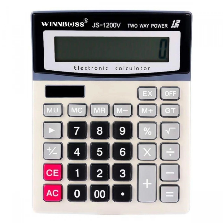 BFS  12 Haneli Geniş LCD Ekran, Pilli Büyük Düğmeli Hesap Makinesi
