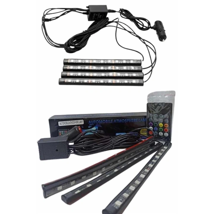 BFS 12Lİ Şerit Led Işık RGB Sese ve Müziğe Duyarlı Araç İçi Ayak Altı