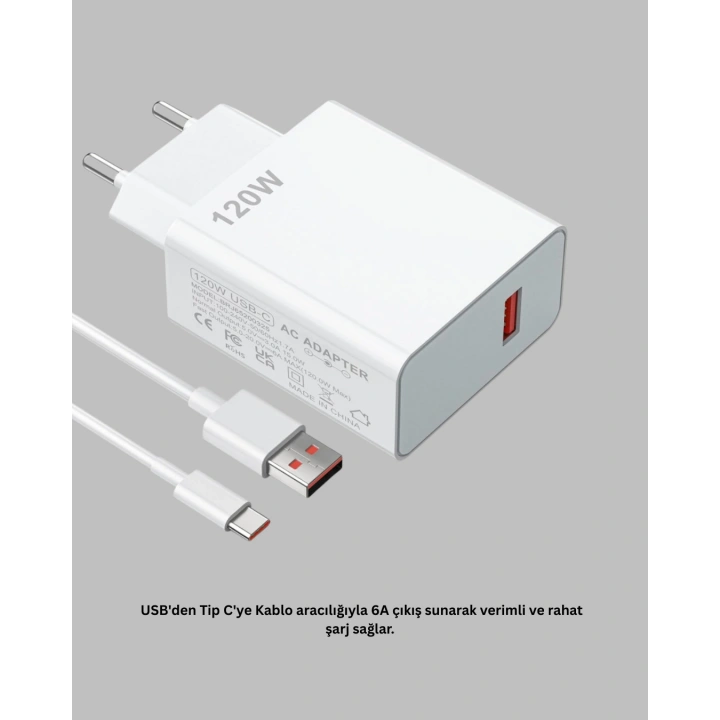 BFS 120 Watt Güçlü Hızlı Şarj Adaptörü Huawei P30 P40 Mate 20 Pro Uyumlu