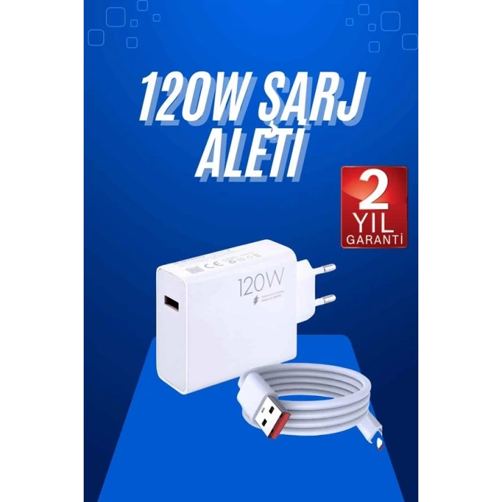 BFS 120 Watt Turbo Hızlı Şarj Aleti Seti Hızlı Şarj Adaptörü Beyaz