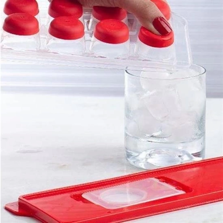 BFS  12li Kapaklı Yapışmaz Silikon Tabanlı Plastik Küp Buz Kalıbı