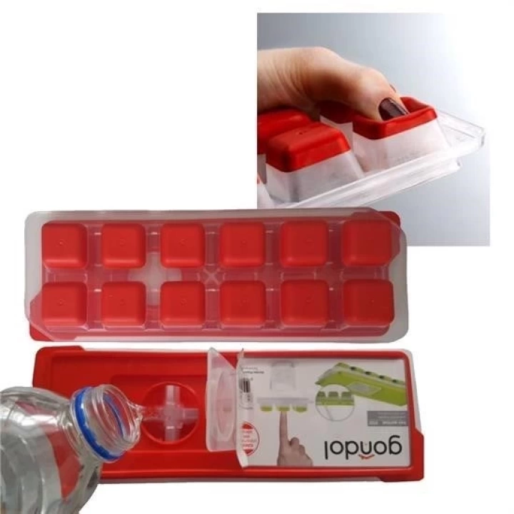 BFS  12li Kapaklı Yapışmaz Silikon Tabanlı Plastik Küp Buz Kalıbı