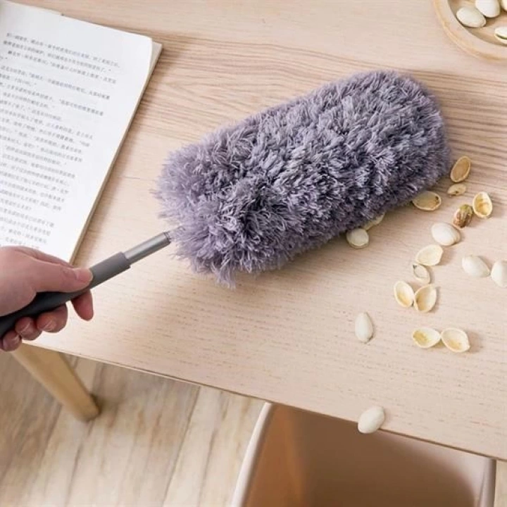 BFS  140 Cm Teleskopik Uzatılabilir Mikrofiber Yumuşak Başlıklı Gri Toz Alma Fırçası  Toz Püskülü