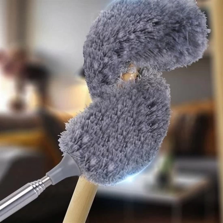 BFS  140 Cm Teleskopik Uzatılabilir Mikrofiber Yumuşak Başlıklı Gri Toz Alma Fırçası  Toz Püskülü