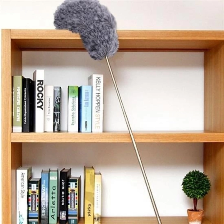 BFS  140 Cm Teleskopik Uzatılabilir Mikrofiber Yumuşak Başlıklı Gri Toz Alma Fırçası  Toz Püskülü