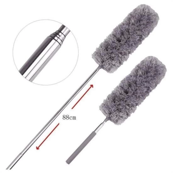 BFS  140 Cm Teleskopik Uzatılabilir Mikrofiber Yumuşak Başlıklı Gri Toz Alma Fırçası  Toz Püskülü