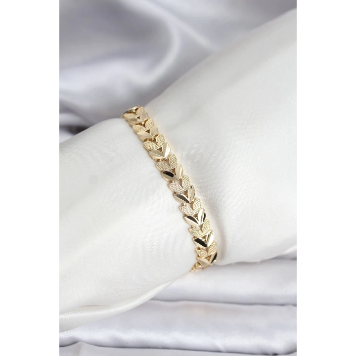 BFS 14K Gold Renk Kaplama Başak Model CM Kadın Bileklik