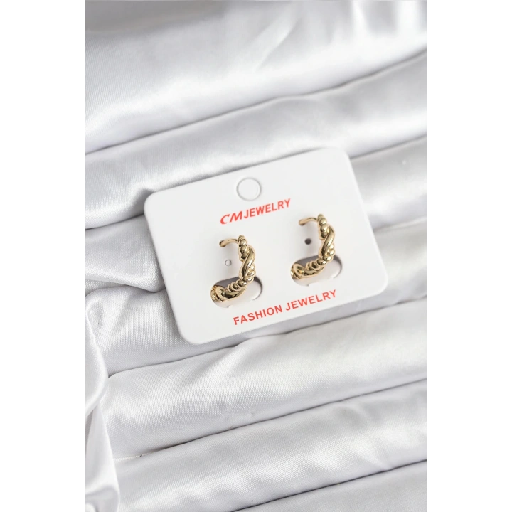 BFS 14K Gold Renk Kaplama Burgu Model CM Kadın Küpe