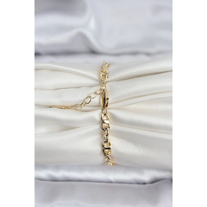 BFS 14K Gold Renk Kaplama Zincir Model CM Kadın Bileklik