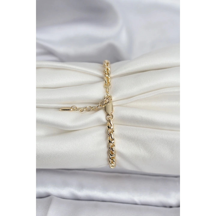 BFS 14K Gold Renk Kaplama Zincir Model Kadın CM Bileklik