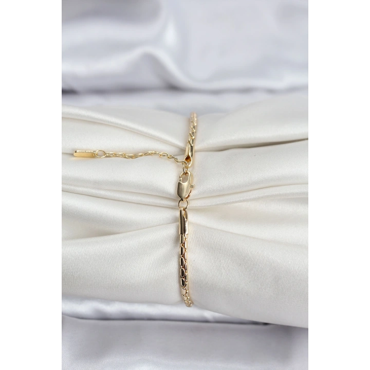 BFS 14K Gold Renk Kaplama Zincirli Model CM Kadın Bileklik