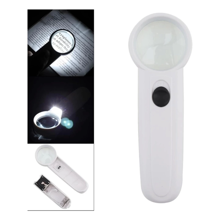 BFS 15x Çok Fonksiyonlu 2 Led Işıklı Taşınabilir El Büyüteç