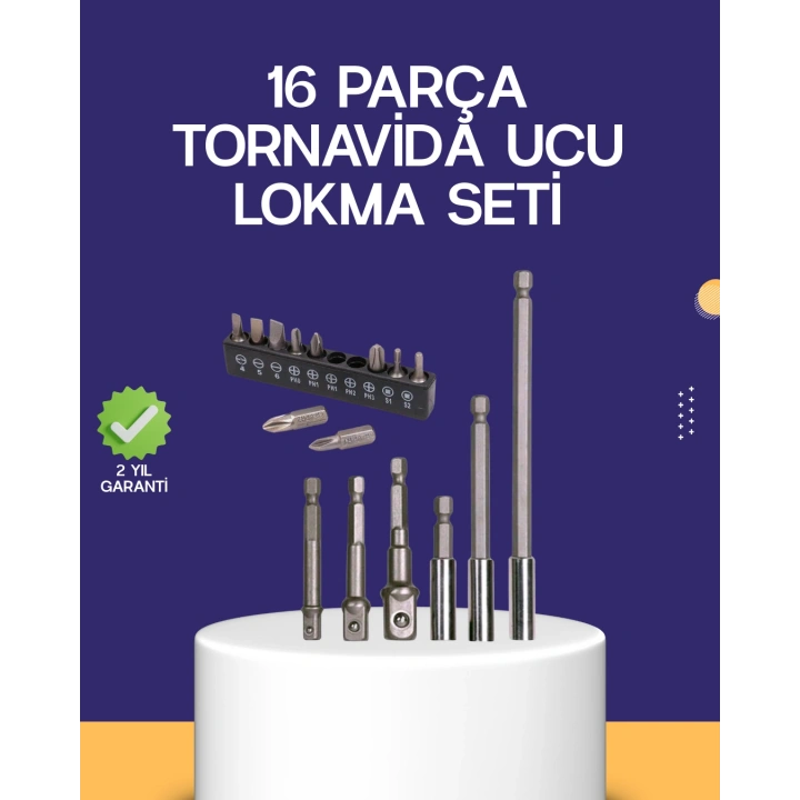 BFS 16 Parça Bits ve Adaptör Seti Vidalama Tamir Bakım Seti