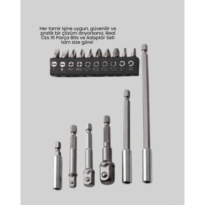 BFS 16 Parça Bits ve Adaptör Seti Vidalama Tamir Bakım Seti