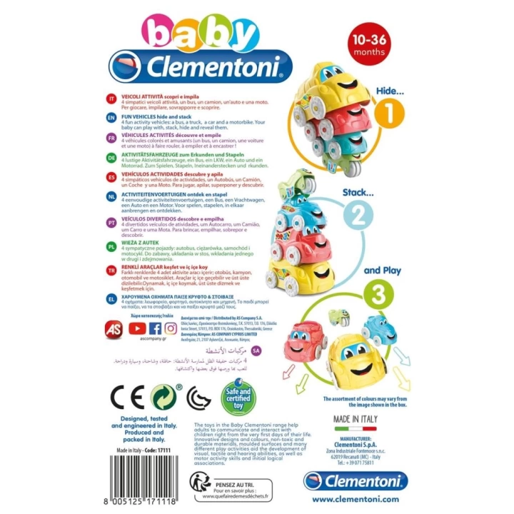 BFS  17111 Baby Clementoni - Renkli Araçlar 6-36 ay