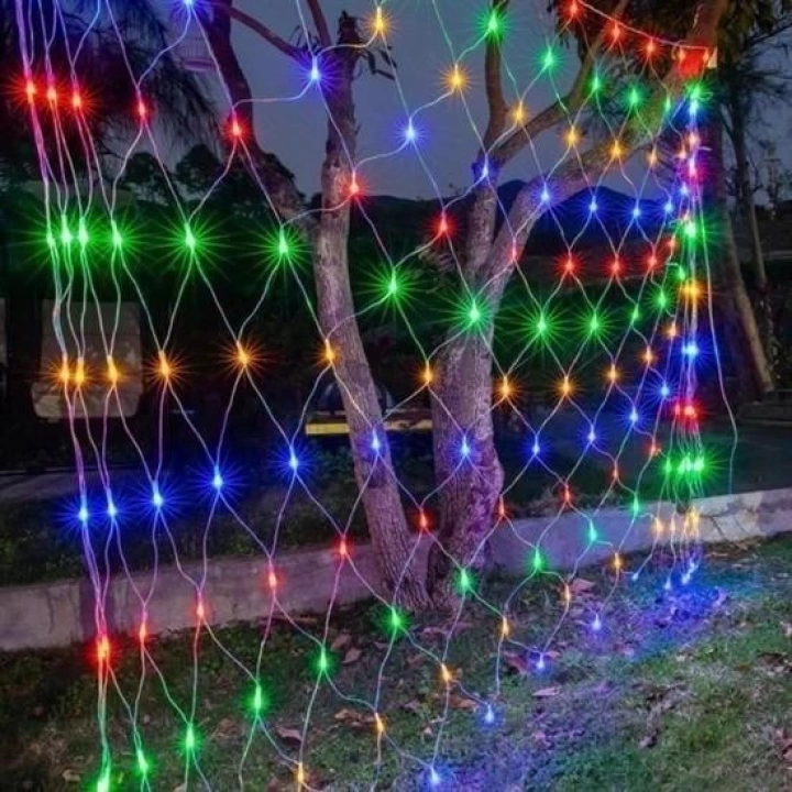 BFS  1x2 Metre Dekoratif File Ağ Perde 192 LED 8 Animasyonlu Farklı Işık Modu RGB Fişli