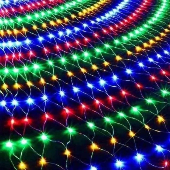BFS  1x2 Metre Dekoratif File Ağ Perde 192 LED 8 Animasyonlu Farklı Işık Modu RGB Fişli