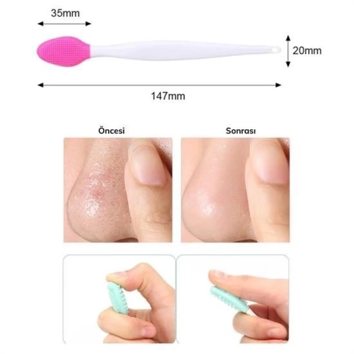 BFS  2 Adet Dudak Fırçası Peeling Etkili Gözenek  Siyah Nokta Temizleyici Akne Giderici Çift Yönl