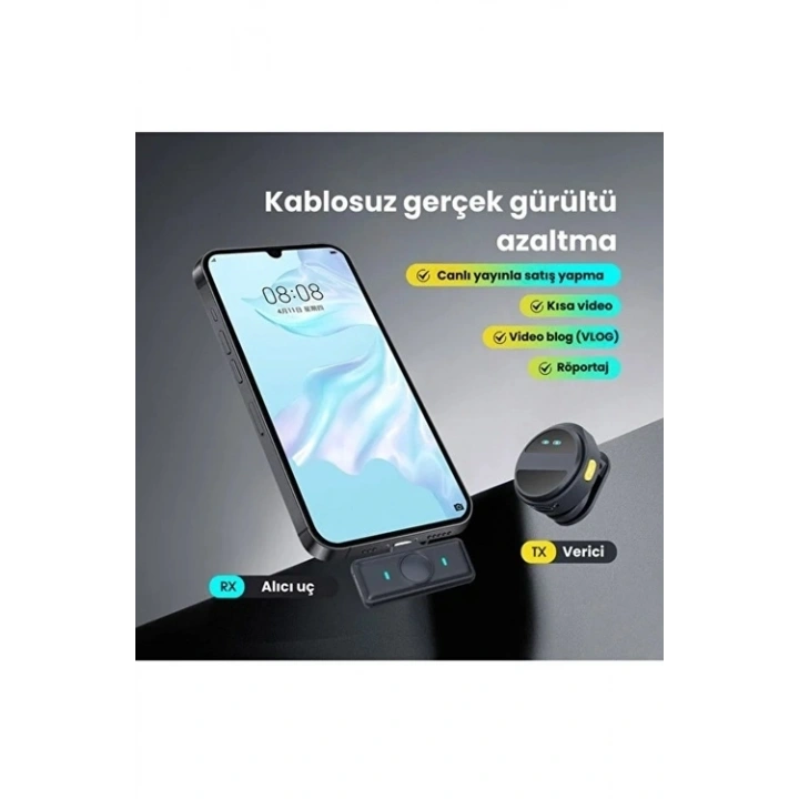 BFS 2 Adet Profesyonel Kablosuz Yaka Mikrofonu Typce Uyumlu Manyetik Klipsli