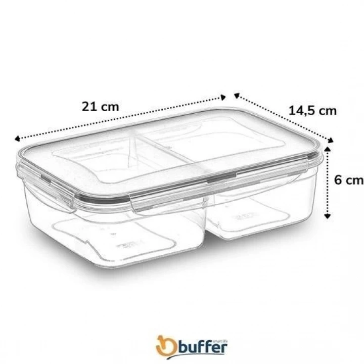 BFS  2 Bölmeli Sızdırmaz Contalı Kilitli Kapaklı 1 Litre Erzak Saklama Kabı -LC505