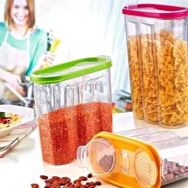 BFS  2 Kapaklı Ölçekli Erzak Saklama Kabı - 1,2 Litre - SA930