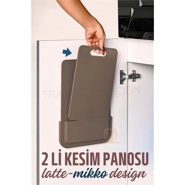 BFS 2 li Kesim Panosu Stantlı Yapışkanlı Kesim Tahtası LATTE Mikko Design