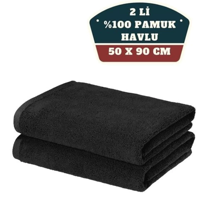 BFS 2li Mikrofiber El Yüz Spor Havlusu 50x90 Siyah