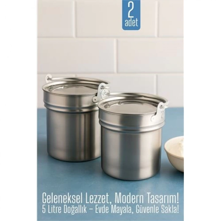 BFS  2 li Yoğurt Bakracı – Paslanmaz Çelik 5 Litre |  Kapaklı, Hijyenik ve Dayanıklı