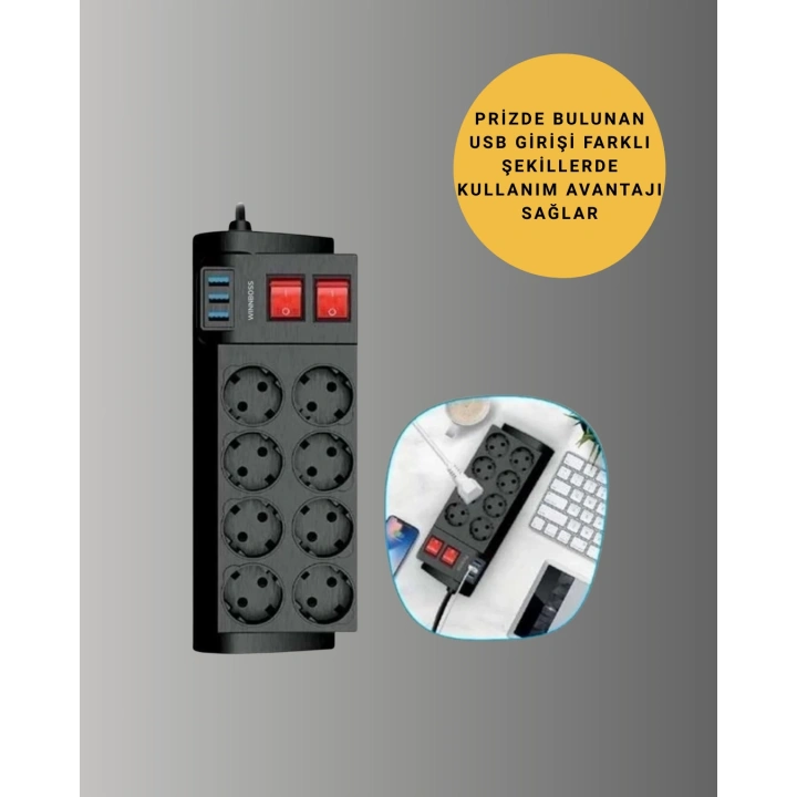 BFS 2 Metre Güçlü Çoklu Priz 8 Soket
