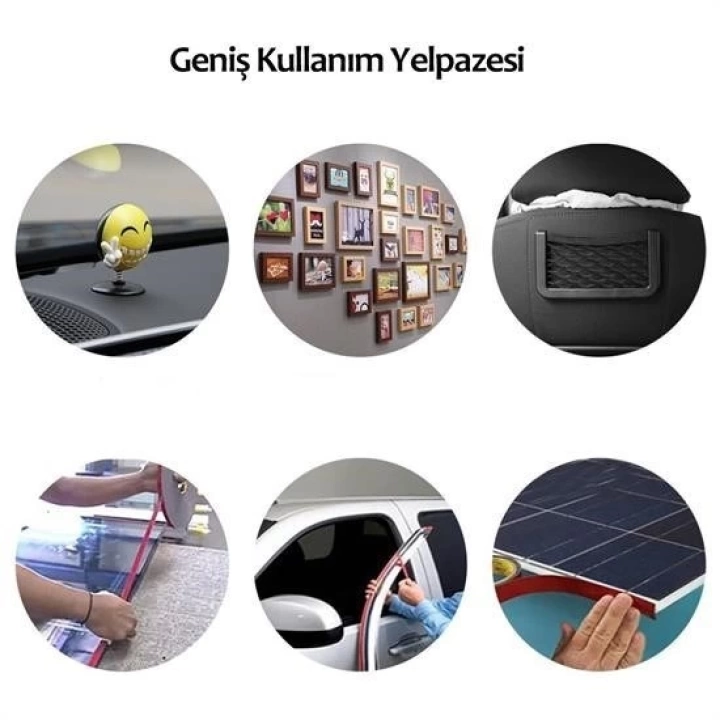 BFS  2 Metre Güçlü Yapışkanlı Çift Taraflı Slikon Pratik Şeffaf Bant