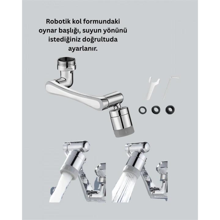 BFS 2 Modlu 1080° Dönebilen Musluk Başlığı Esnek 3 Eklemli Hareketli Tasarım
