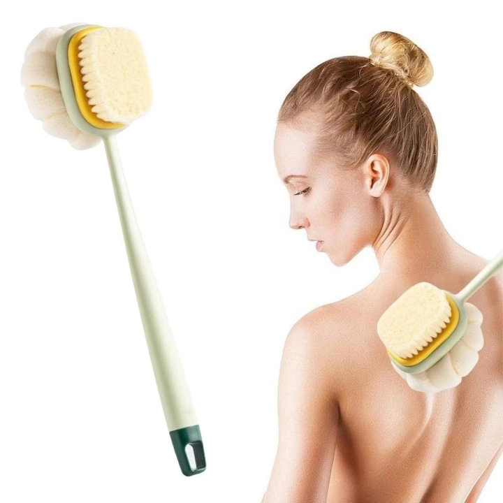 BFS    2si 1 Arada Çift Taraflı Uzun Saplı Fırçalı Banyo Vücut Sırt Fırçası Banyo Lifi