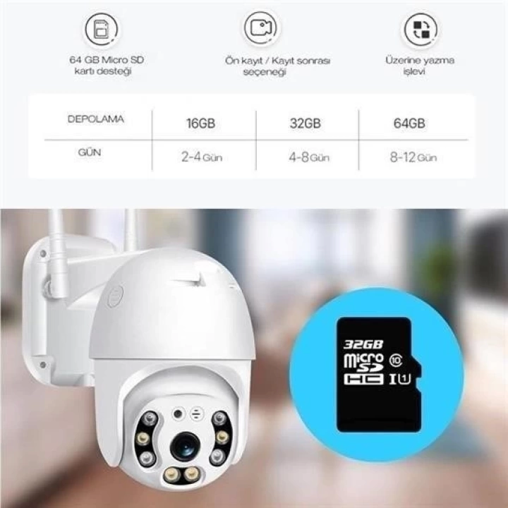 BFS  20 MP HD Lens İç Dış Mekan Suya Danıklı IP Wifi Network Güvenlik Kamerası Wifi Kamera